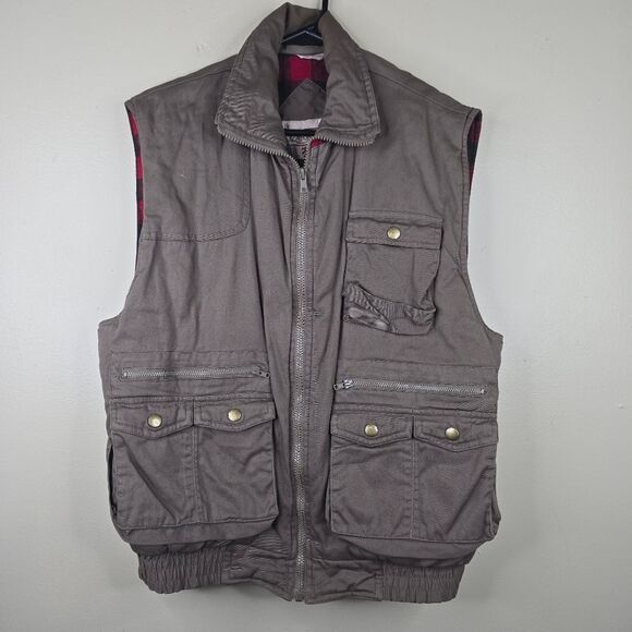 Ozark Trail vintage plaid fleece lined cargo pocket vest size M - Picture 1 of 6